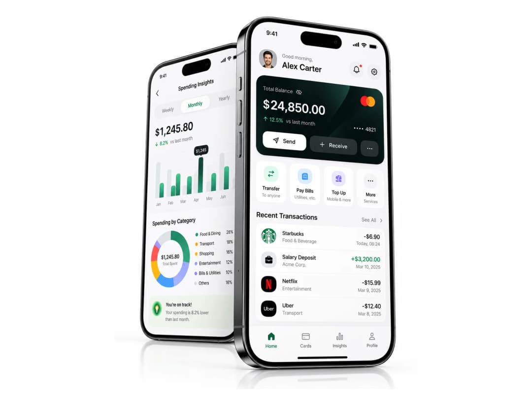 Digital Banking App website on desktop and mobile