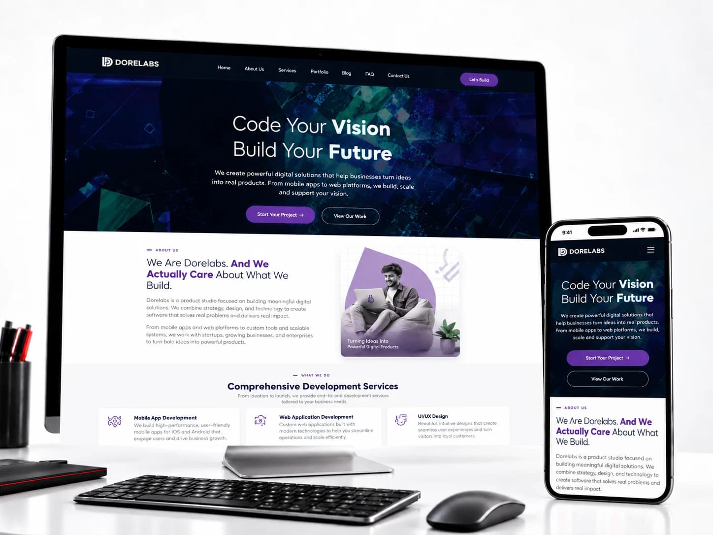 Dorelabs website on desktop and mobile