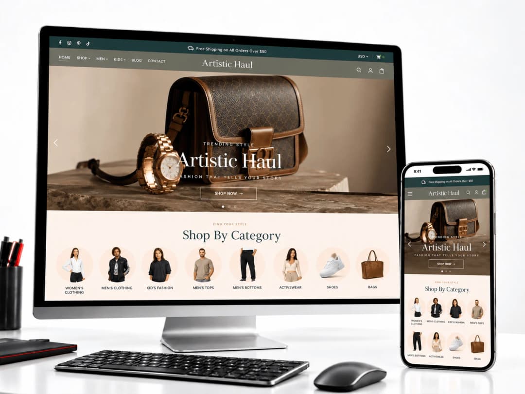 Artistic Haul website on desktop and mobile