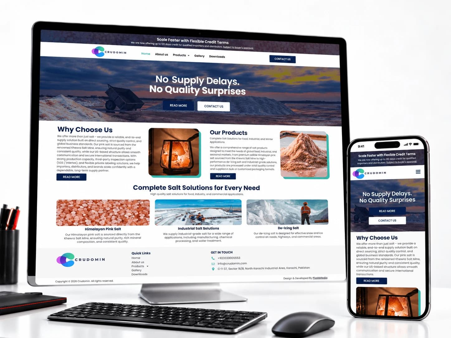 Crudomin website on desktop and mobile