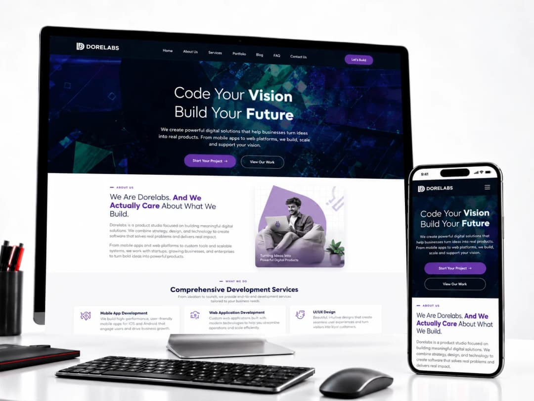 Dorelabs website on desktop and mobile