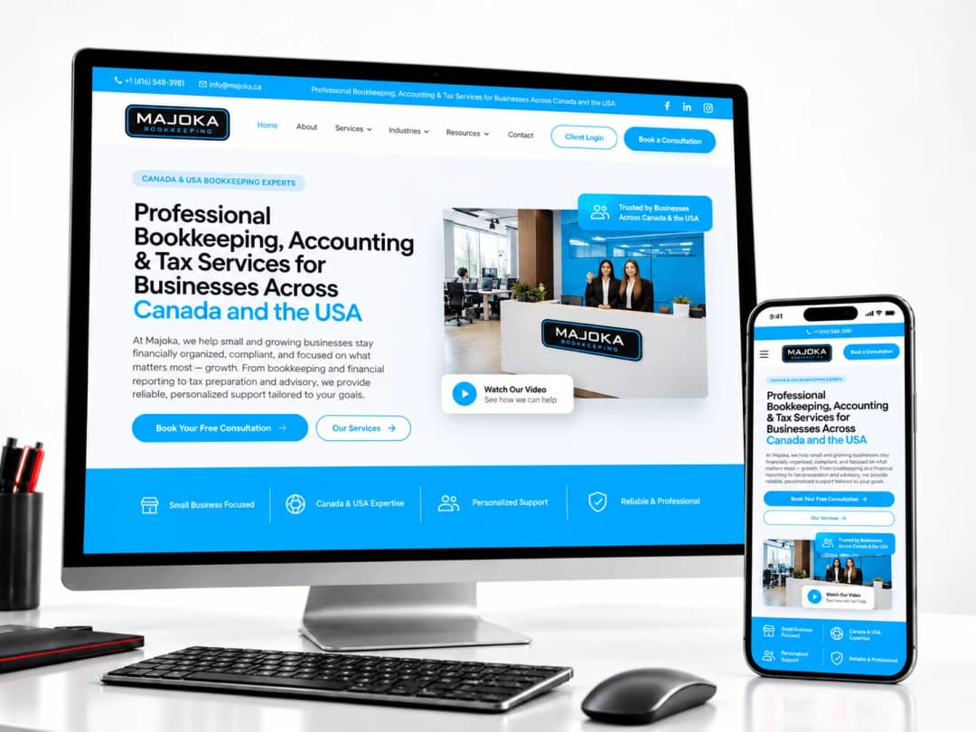 Majoka Bookkeeping website on desktop and mobile
