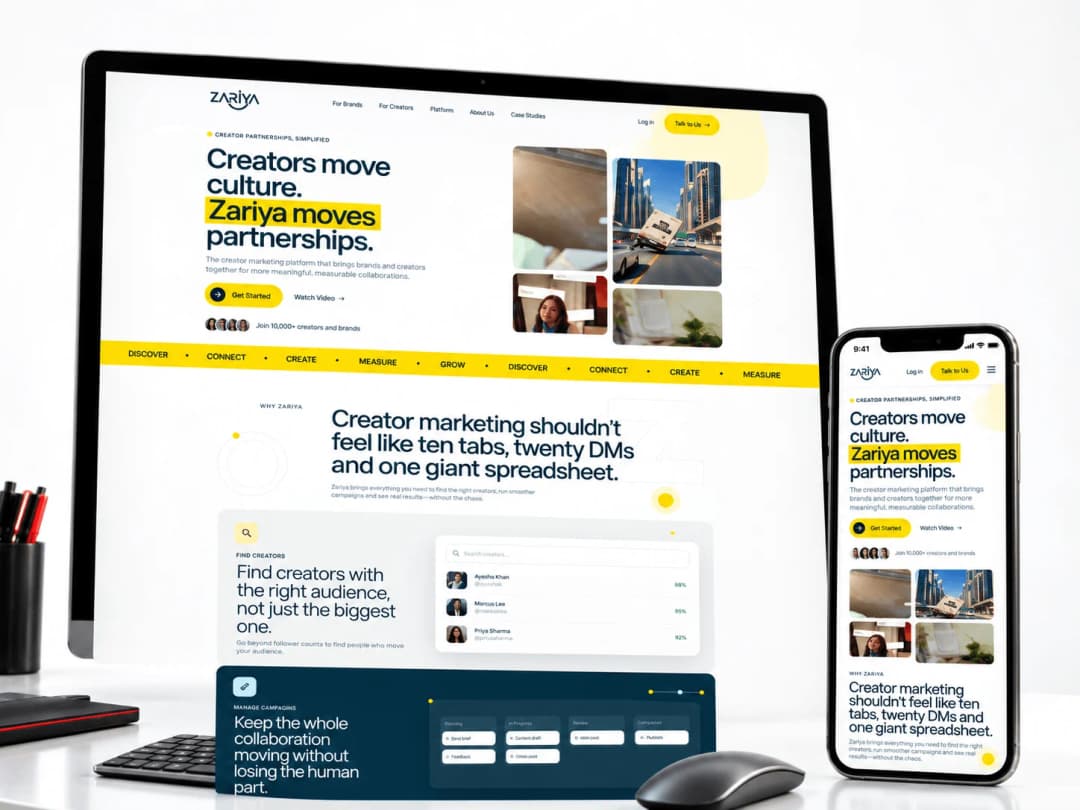 Zariya website on desktop and mobile