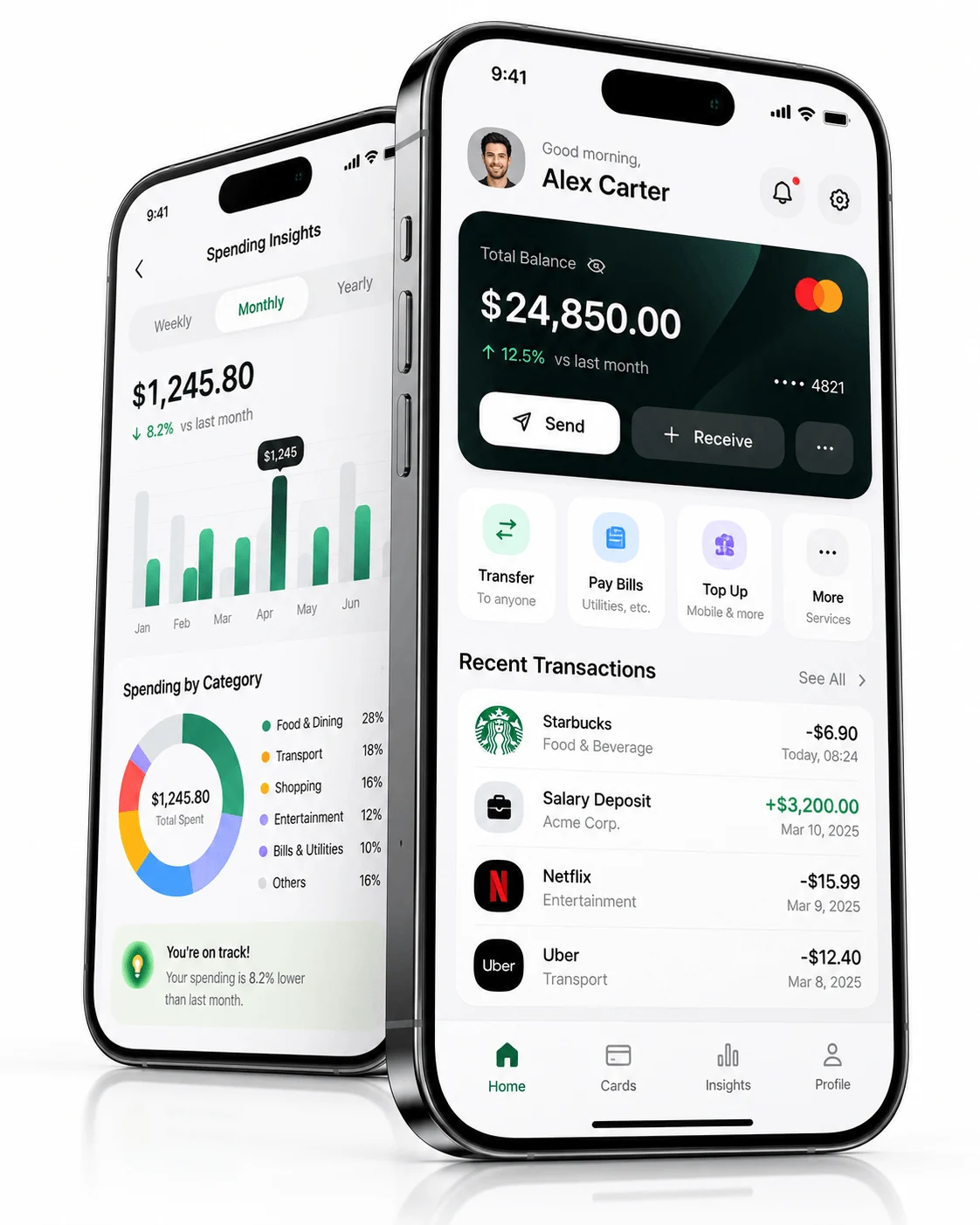 Digital Banking App app screens