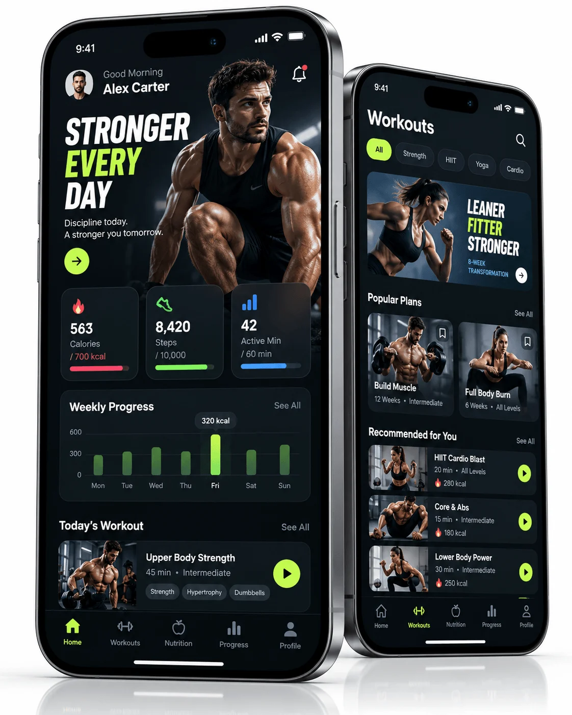 Fitness Tracking App app screens