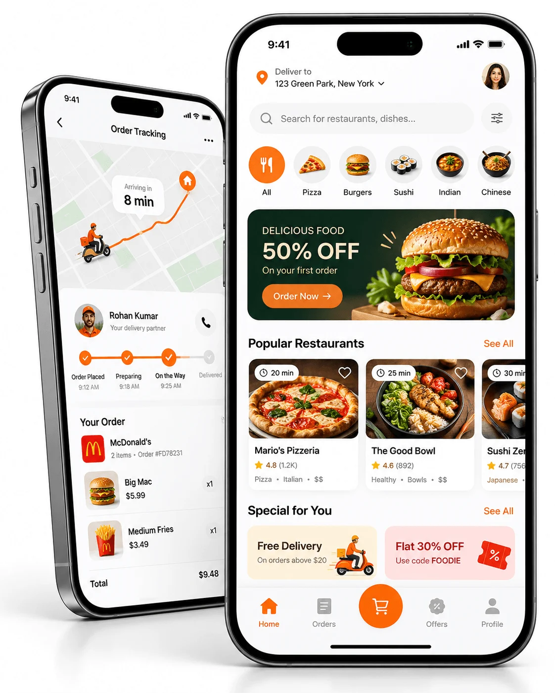Food Delivery App app screens