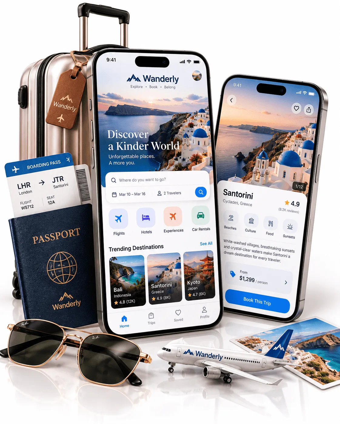 Wanderly app screens